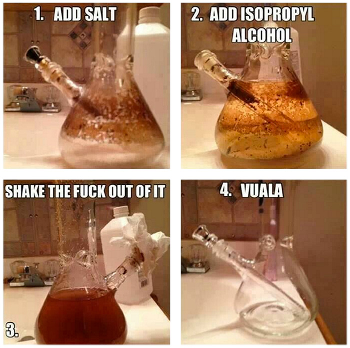 how to clean a bong, how to clean a pipe, how to clean a glass pipe, best way to clean a bong