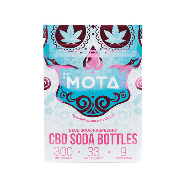 Mota Blue Raspberry CBD Soda Bottles